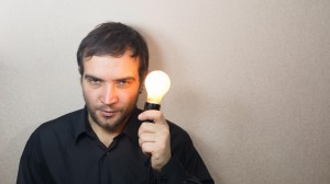 man with light bulb